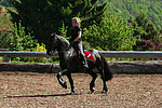 Frau reitet Friese / woman rides friesian horse